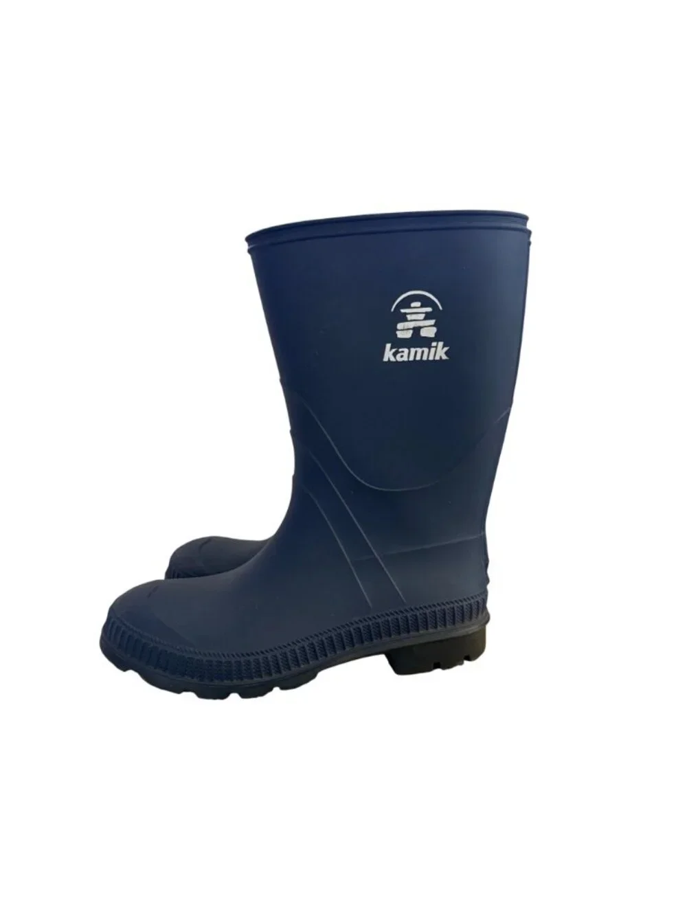 Kamik Boys Size 4 Navy Black Waterproof Rubber Knee High Outdoor Rain Boots